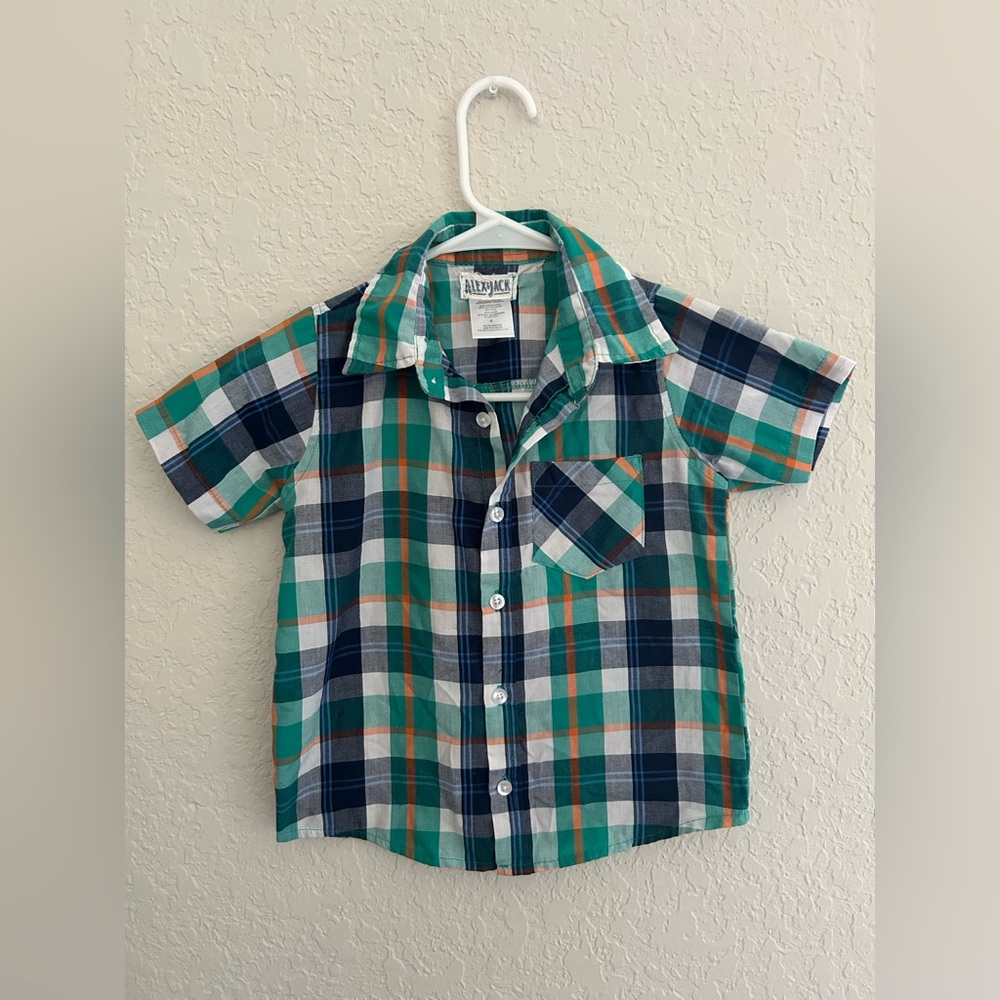 Kids Plaid Shirt - Green and Blue
